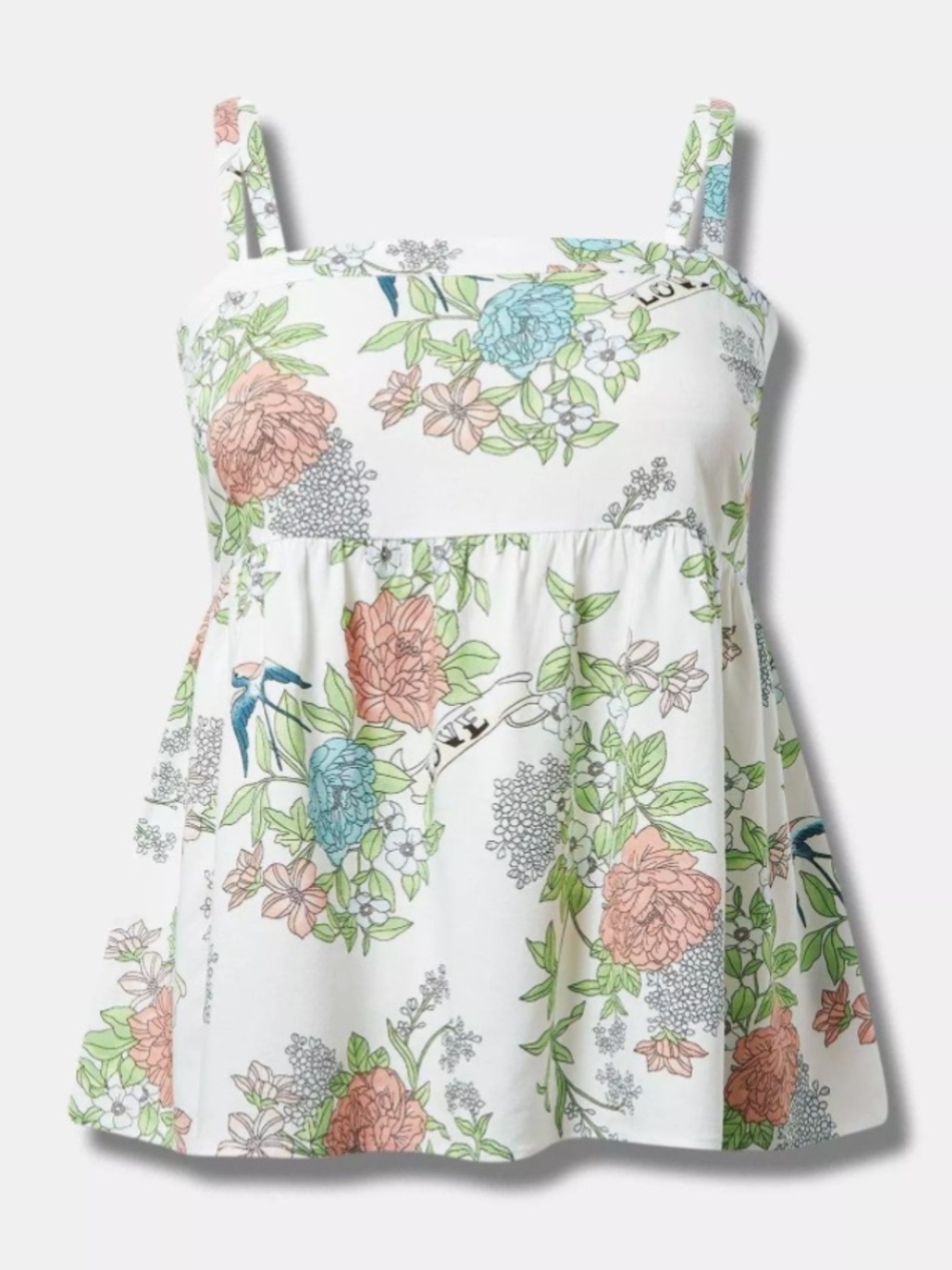 TORRID Babydoll Challis Tank top 1X square neck floral EUC